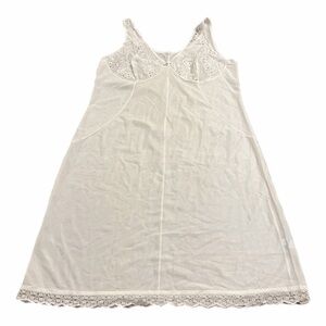 60s/70s European Vintage Silky Lace Slip Dress (Ivory/White) Size XL